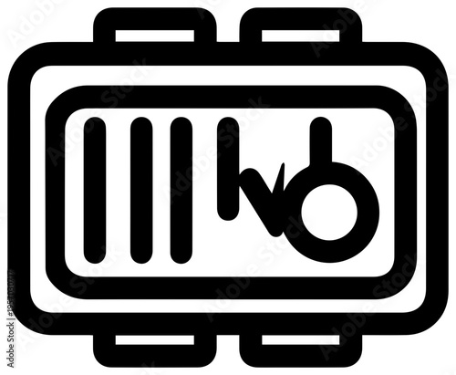 Clean line art icon representing a voltage regulator circuit symbolizing electrical power control stability and precise energy management perfect for technical diagrams