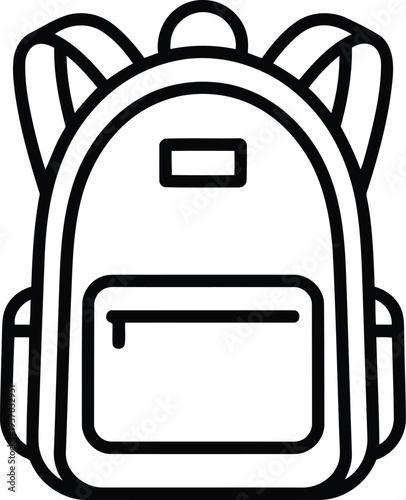 A black and white drawing of a backpack