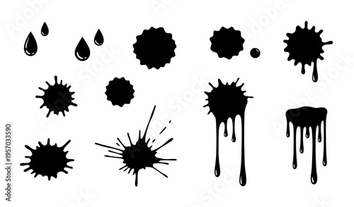 Halloween blood icon set with splashes drips and stains vector silhouettes isolated on white background
