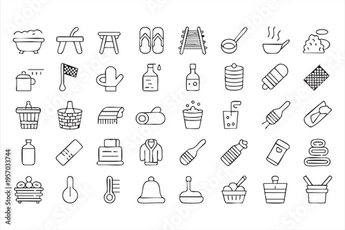 Personal care spa icons with scrub towel soap and hygiene equipment