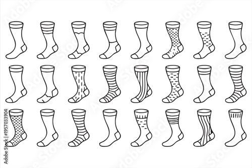Fashion UI icons with sock designs for apparel ecommerce and clothing stores