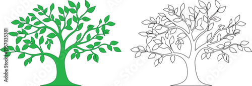 tree  icon on white background silhouette flat icon outline icon and icon style three minimal vector icon style