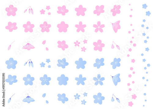 色々な形の桜のアイコンイラストセット