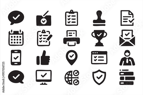 Minimal Line Checkmark Icons For Success Approval And Quality Control