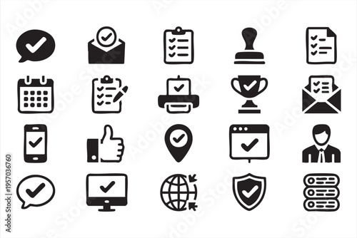 Modern Outline Verification Icons For Security And Trust Concepts