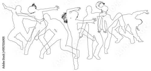 Street dancers dancing silhouette hip hop dance silhouettes poses set