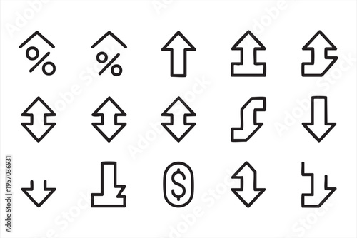 Minimal Line Arrows And Percentage Icons For Analytics And Data Visualization