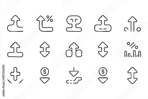 Economic Trend And Percentage Icons For Data And Performance Visualization
