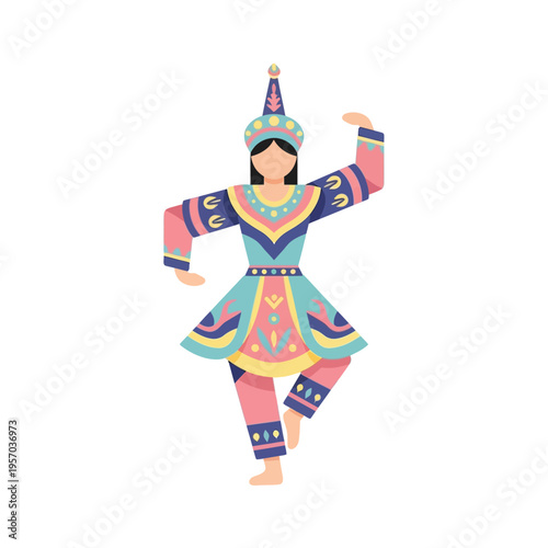 Woman in Traditional Afghan Dance Costume Performing Kuchi Dance