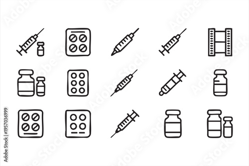 Modern Healthcare And Vaccine Icons For Medical And Research Design