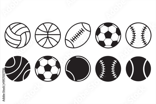 Sports Equipment Icon Pack With Balls For Training And Competition