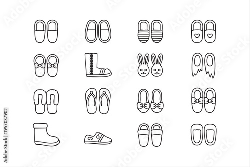 Fashion And Footwear Icons With Sandals Flip Flops And Sneakers