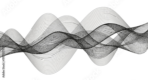 Abstract Monochrome Wave Pattern with Intersecting Linear Flow