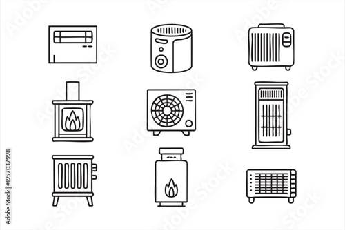 Heating System Icon Pack For Home Appliances And Energy Solutions