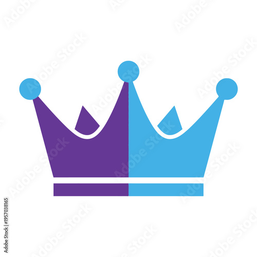 Purple and blue crown symbol with white background royalty free illustration