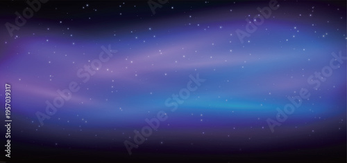 幻想的なオーロラと満天の星空の輝き