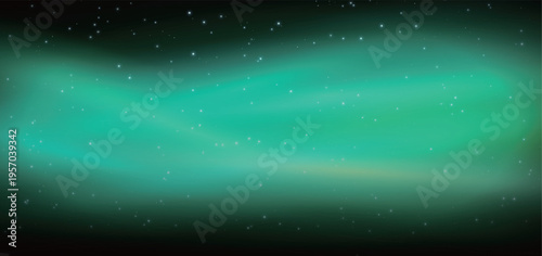 幻想的なオーロラと満天の星空の輝き