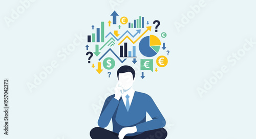 Business Professional Contemplating Financial Data and Market Trends