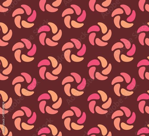 Japanese Whirlpool Flower Motif Vector Seamless Pattern