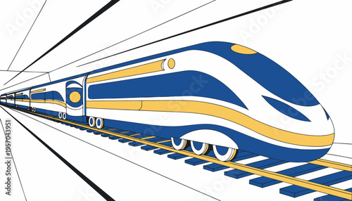 High Speed Train in Tunnel – Modern Railway Transportation Vector Illustration