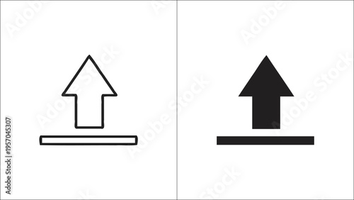 A comparison showing both the outline and solid fill versions of a standard upload arrow icon Vector
