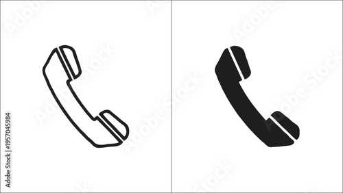 Two styles of telephone handset icons displayed side by side in a clean black and white format Vector