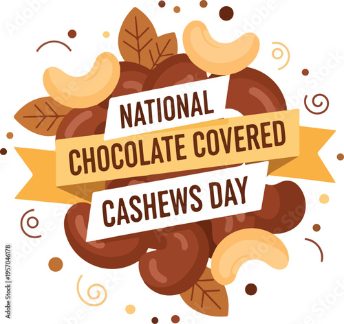 Chocolate covered cashew nuts closeup.