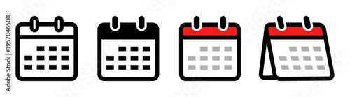 Calendar icon Set, Modern Variations of Calendar Symbols For Business Planning web or App ui, Vector illustration