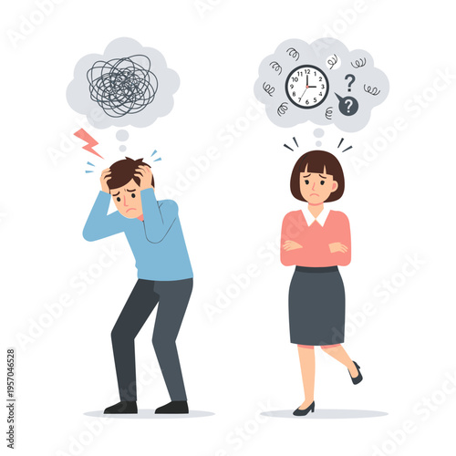 Stressed Couple Arguing About Time Management and Overthinking