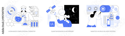 Cutting-Edge Innovations in Science and Medicine abstract concept vector illustrations.