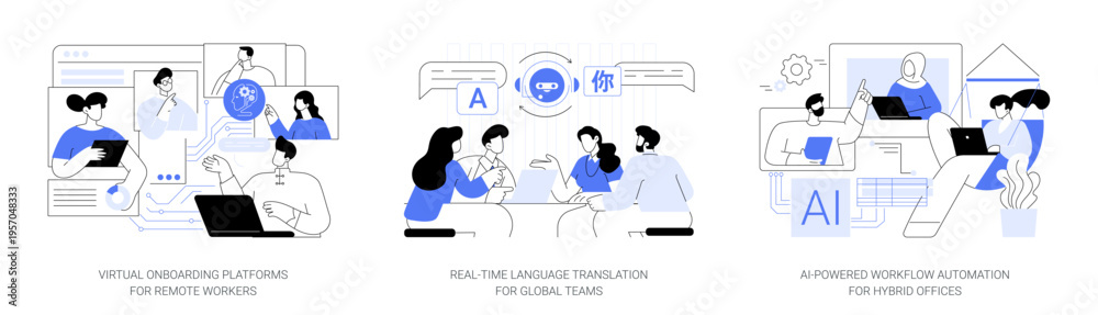 Fototapeta premium AI and Digital Tools Optimizing Workflows abstract concept vector illustrations.