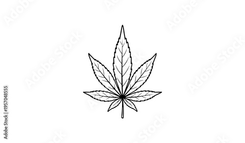 Simple cannabis leaf freehand drawing flat design minimal marijuana vector illustration isolated on white