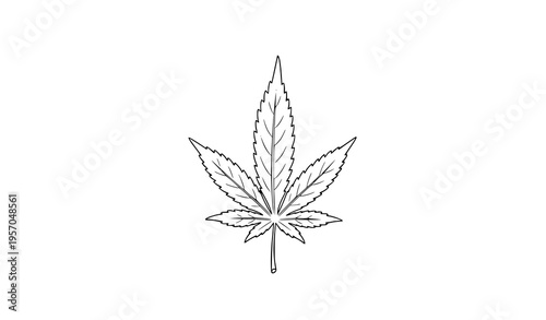 Freehand cannabis leaf outline sketch minimal hand drawn marijuana vector illustration isolated on white background