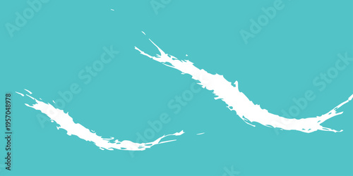 Vector illustration of a feather and an abstract blue background with a white smoke trail from a jet aircraft flying through clouds in the high sky