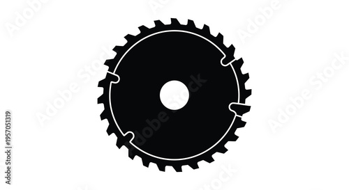 Black circular saw blade with teeth a striking silhouette