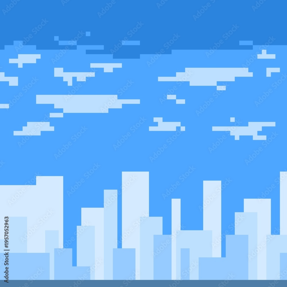 Obraz premium Pixel art Illustration of a blue city.abstract background for application