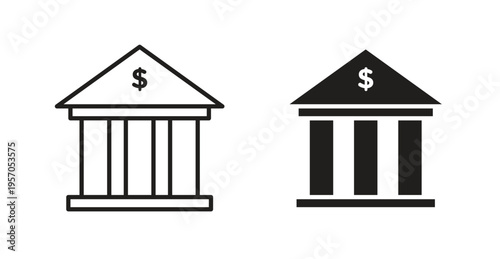Bank building icon for web design. icon symbol vector