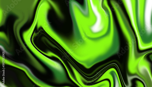 Neon Green and Black Abstract Liquid Marble Background