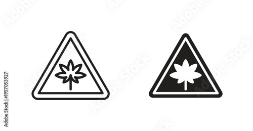 Cannabis for web design. icon symbol vectoraging warning sign for web design. icon symbol vector