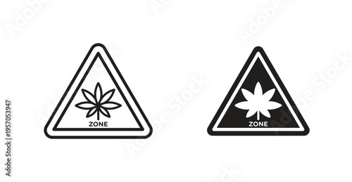 Cannabis zone traffic sign for web design. icon symbol vector