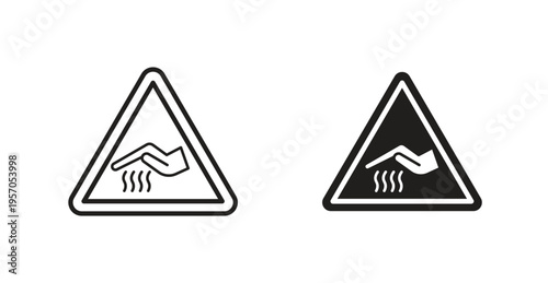 Caution hot surface sign for web design. icon symbol vector