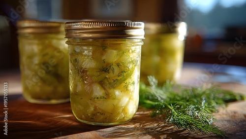 Homemade Dill Pickle Relish in Canning Jars