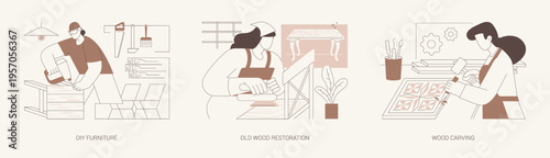 Woodwork hobby isolated cartoon vector illustrations se