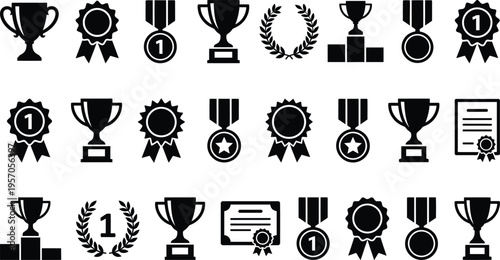 Collection of award icons and symbols for recognition and achievement