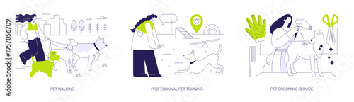 Pet care services isolated cartoon vector illustrations se