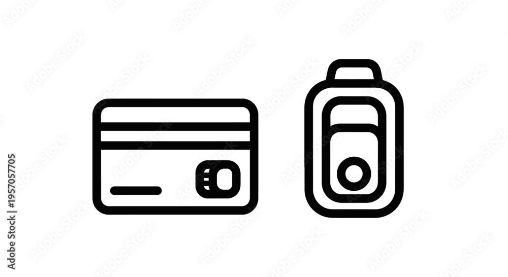 Fototapeta premium Credit card payment and automotive key fob access icons for financial and vehicle security with car key