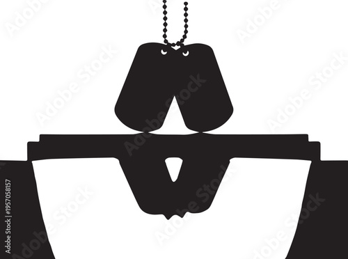 Dog tags silhouette vector illustration line art on transparent background concept design