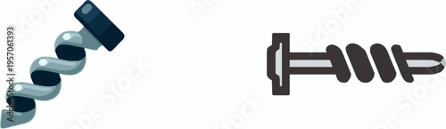 Silver Auger Drill Bit - Minimalist Icon