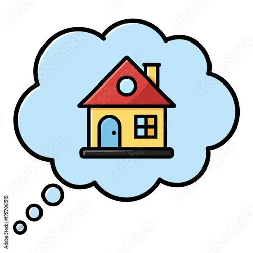 Home in Thought Bubble Vector Icon