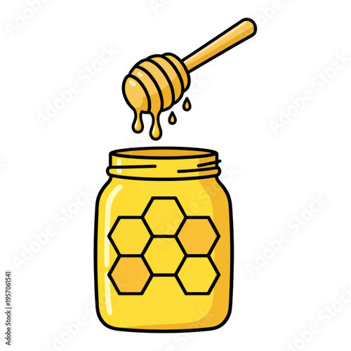 Honey Jar with Dripper Vector Icon